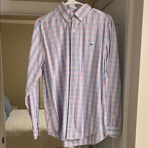 Men's vineyard vines blue/pink button down Shirt